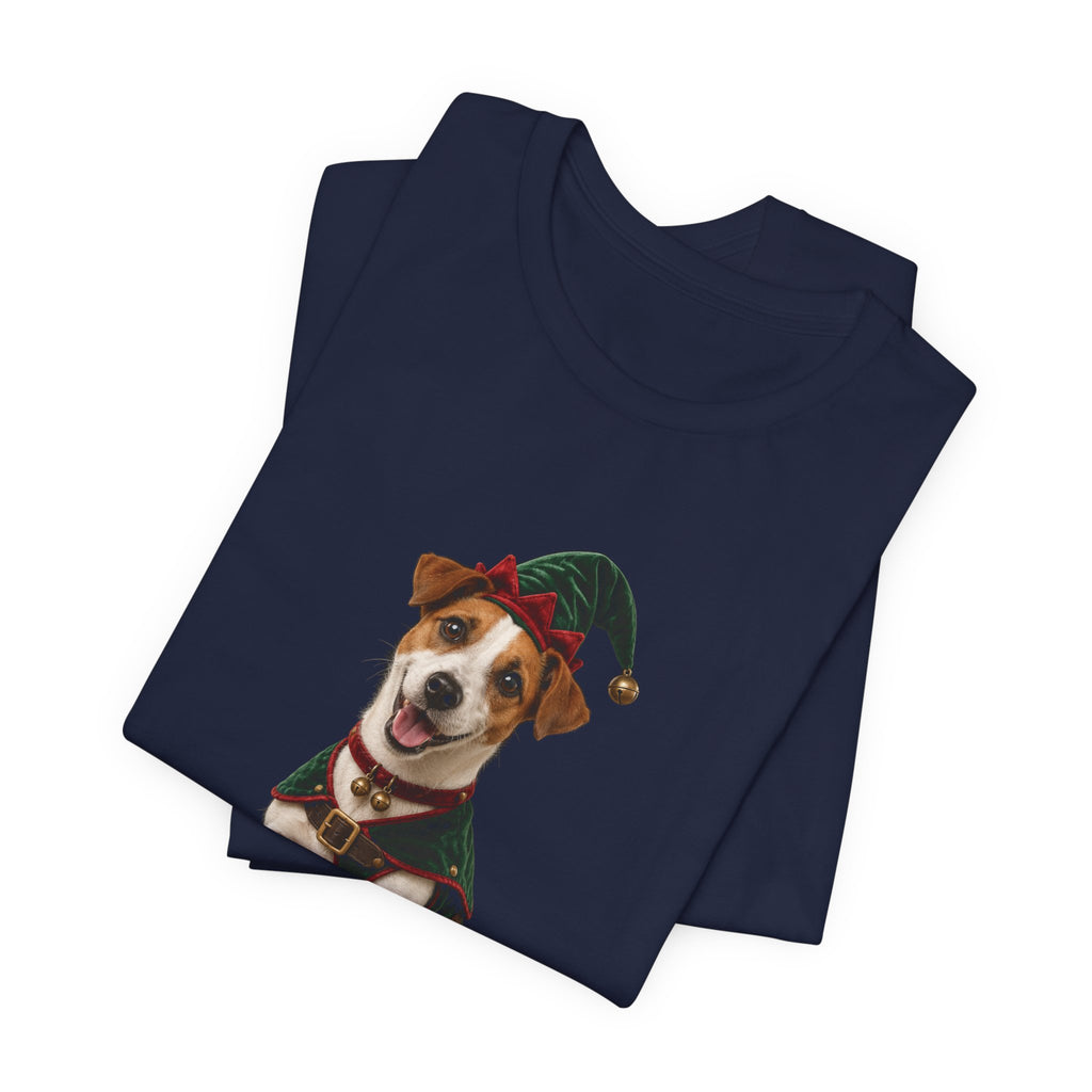 Elf Dog Tee — Jack Russell in Elf Costume Holiday Shirt