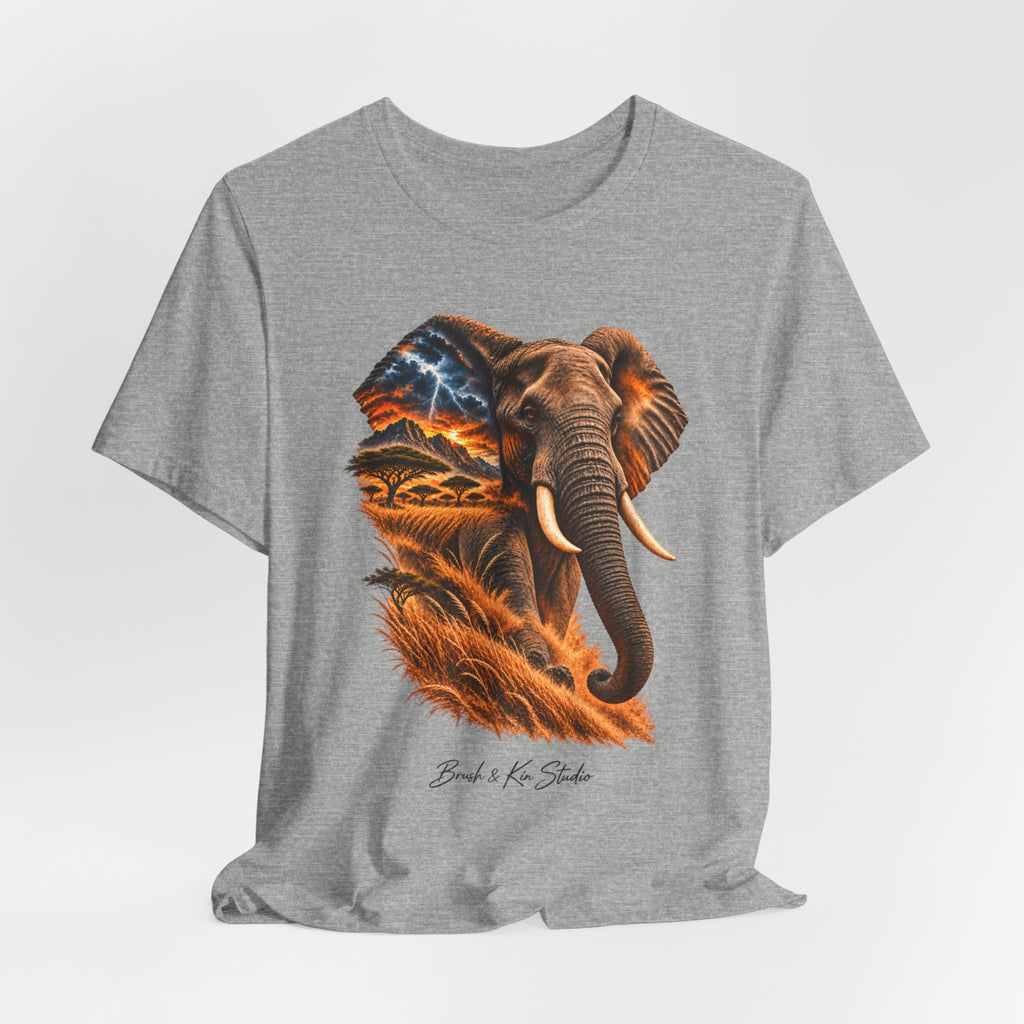 Elephant Sunset Graphic Tee — Wildlife Silhouette T-Shirt