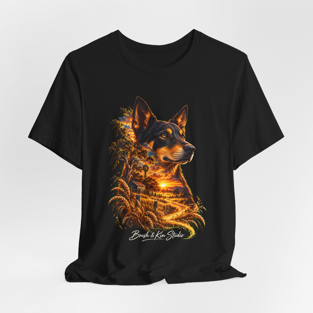 Australian Kelpie Sunset Portrait T-Shirt