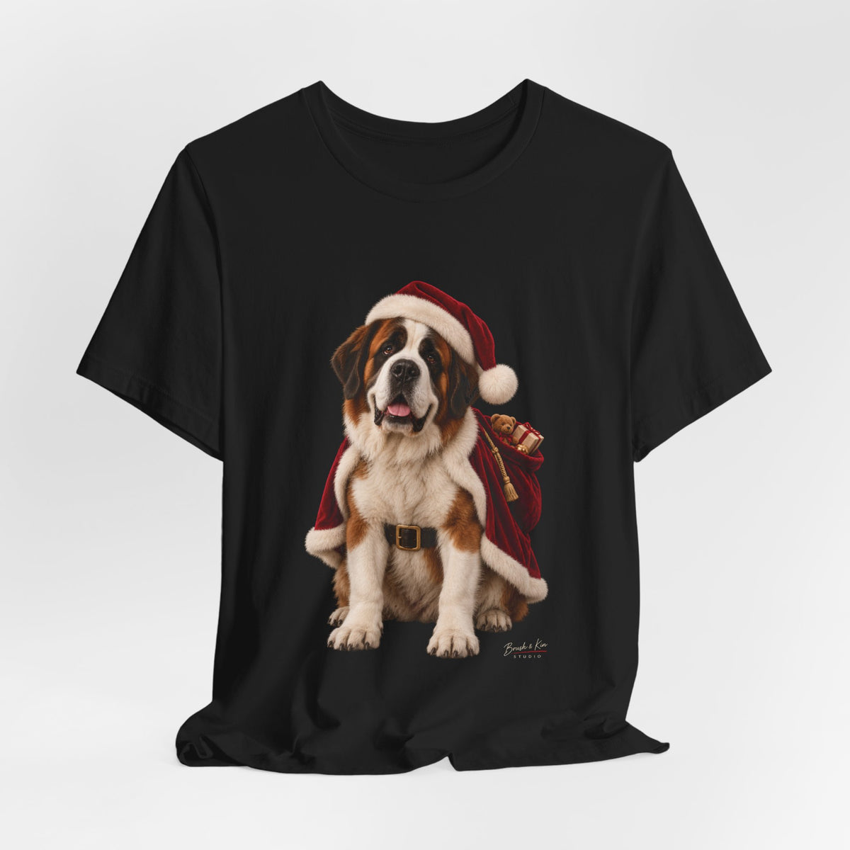 Saint Bernard Christmas Tee – Santa Dog Holiday T‑Shirt