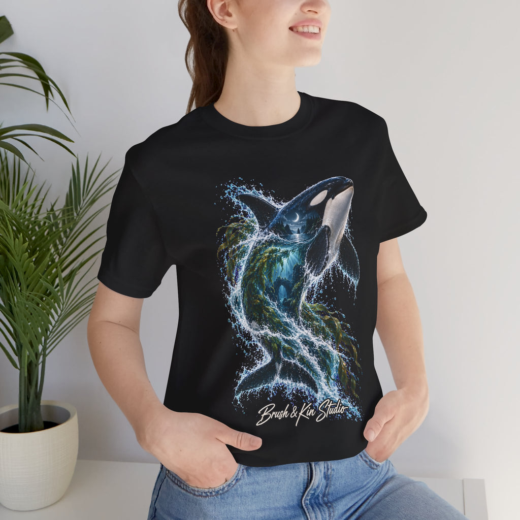 Orca Wave Surf T-Shirt — Bold Killer Whale Surfing Graphic Tee