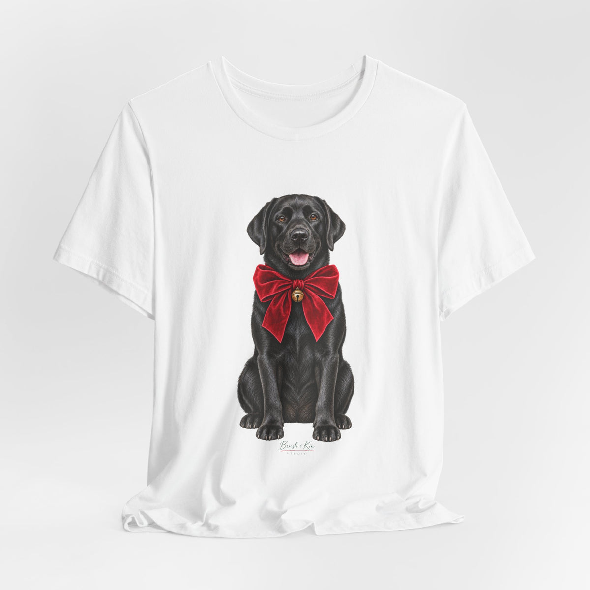Black Labrador with Red Bow T-Shirt