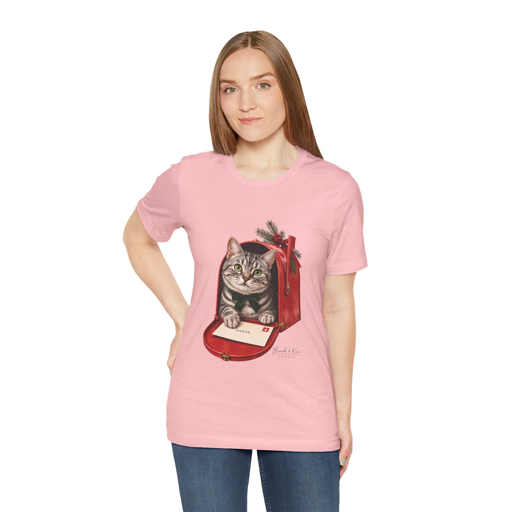Cat in Mailbox T-Shirt — Cute Tabby Kitten Holiday Tee