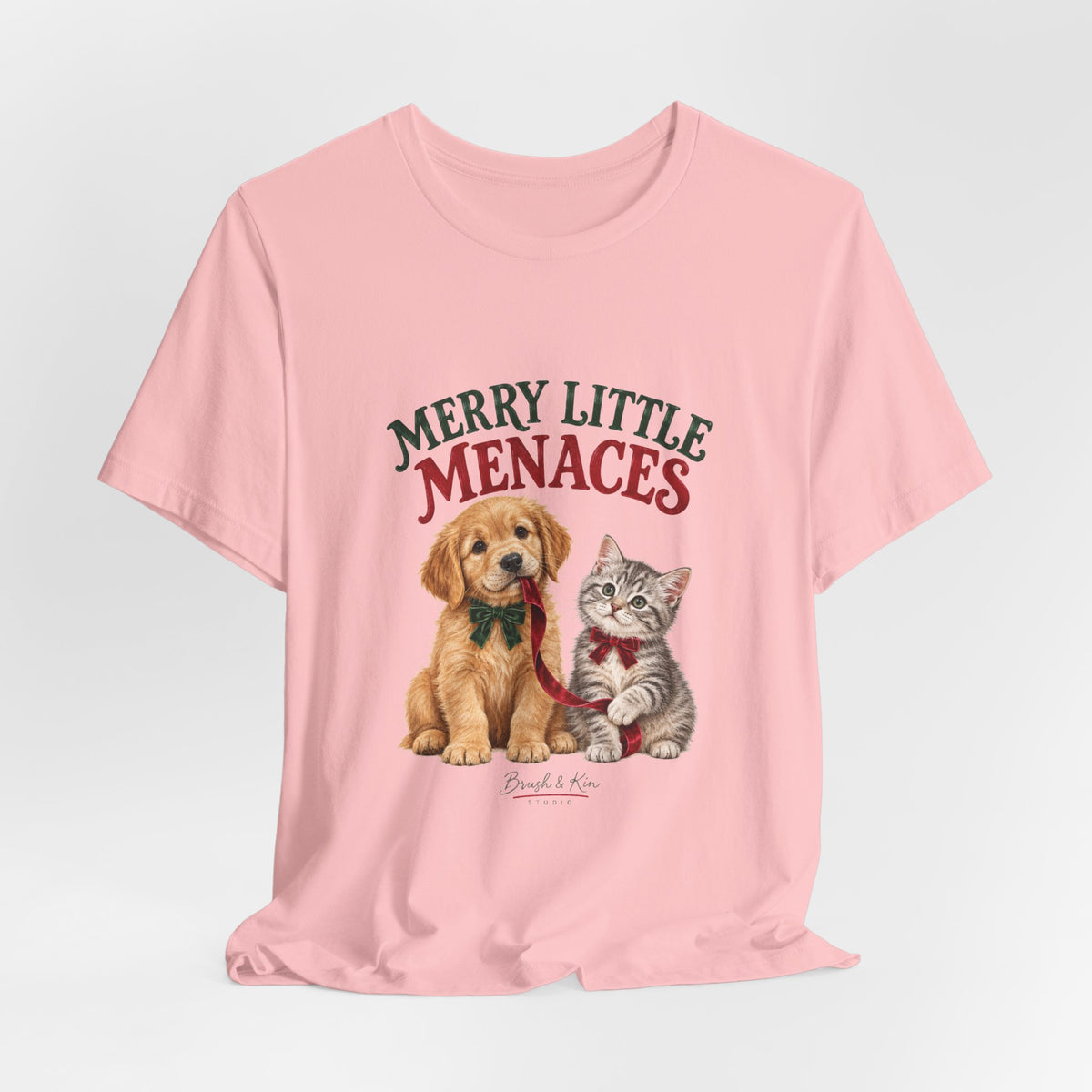 Merry Little Menaces Tee — Cute Puppy & Kitten Christmas T-Shirt