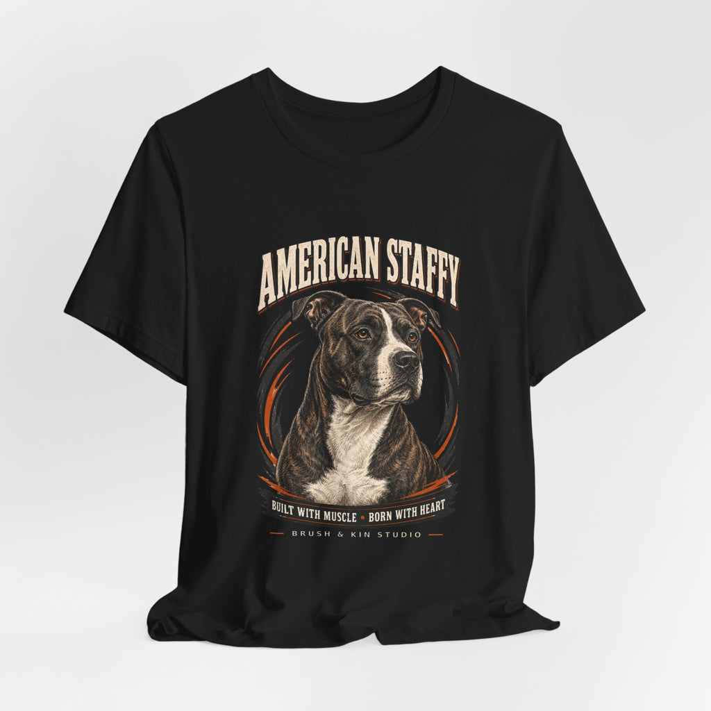 American Staffy Dog T-Shirt — "Soul With Muscles, Nose With Heart" Graphic Tee