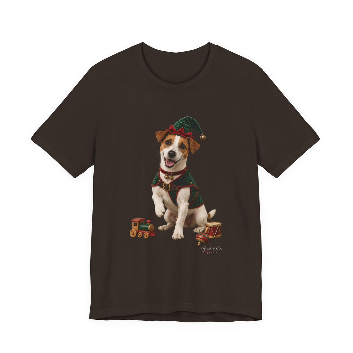 Elf Dog Tee — Jack Russell in Elf Costume Holiday Shirt