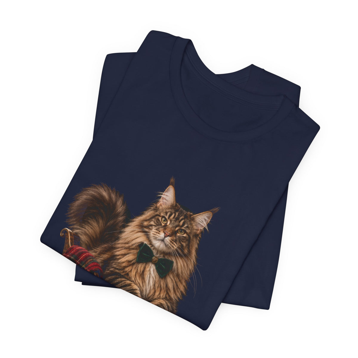 Christmas Cat Sled Tee — Festive Maine Coon Holiday T-Shirt