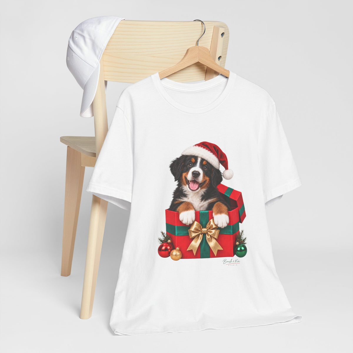 Puppy in Santa Hat Christmas Tee