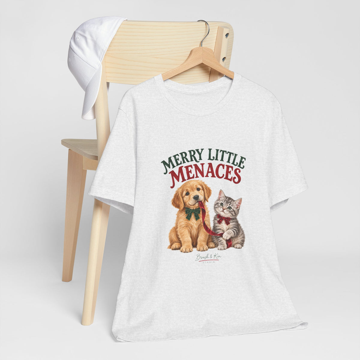 Merry Little Menaces Tee — Cute Puppy & Kitten Christmas T-Shirt