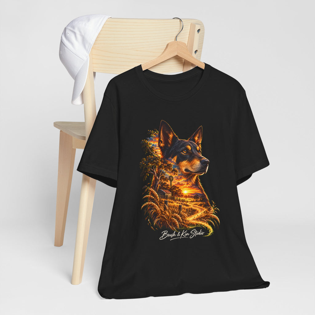 Australian Kelpie Sunset Portrait T-Shirt