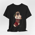 Pug in Christmas Stocking Tee — Cute Holiday Dog T-Shirt