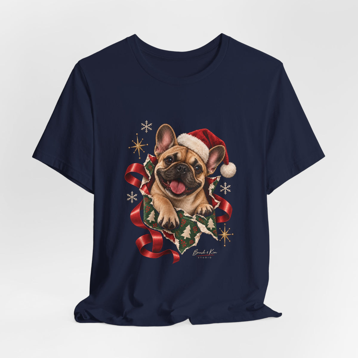 Christmas French Bulldog Tee — Cute Santa Dog Holiday T‑Shirt