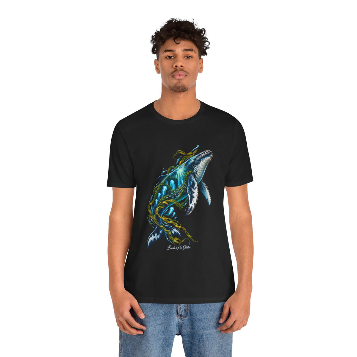 Whale Wave T-Shirt — Blue Humpback Ocean Art Tee