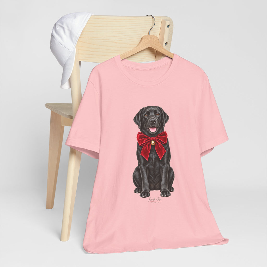Black Labrador with Red Bow T-Shirt