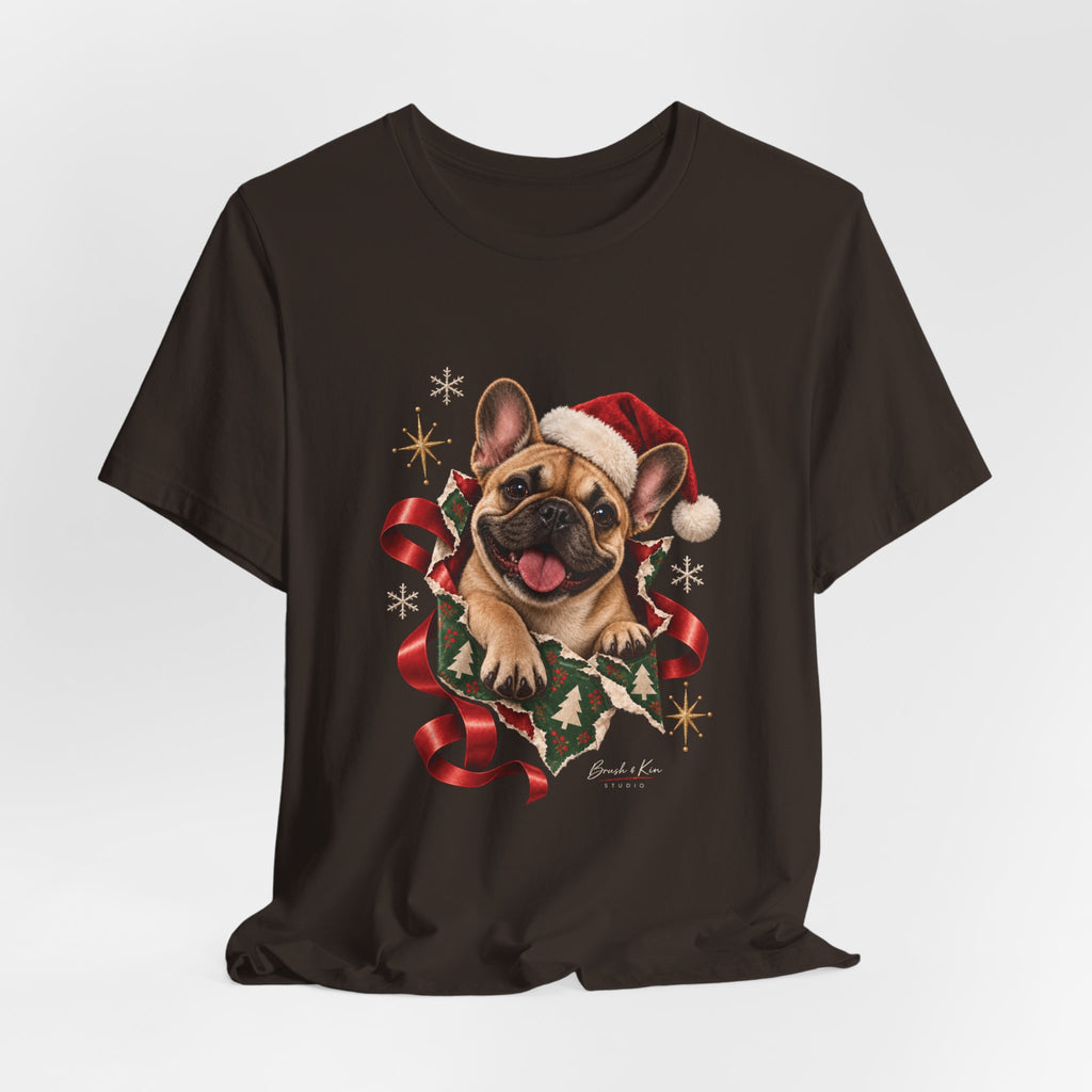 Christmas French Bulldog Tee — Cute Santa Dog Holiday T‑Shirt