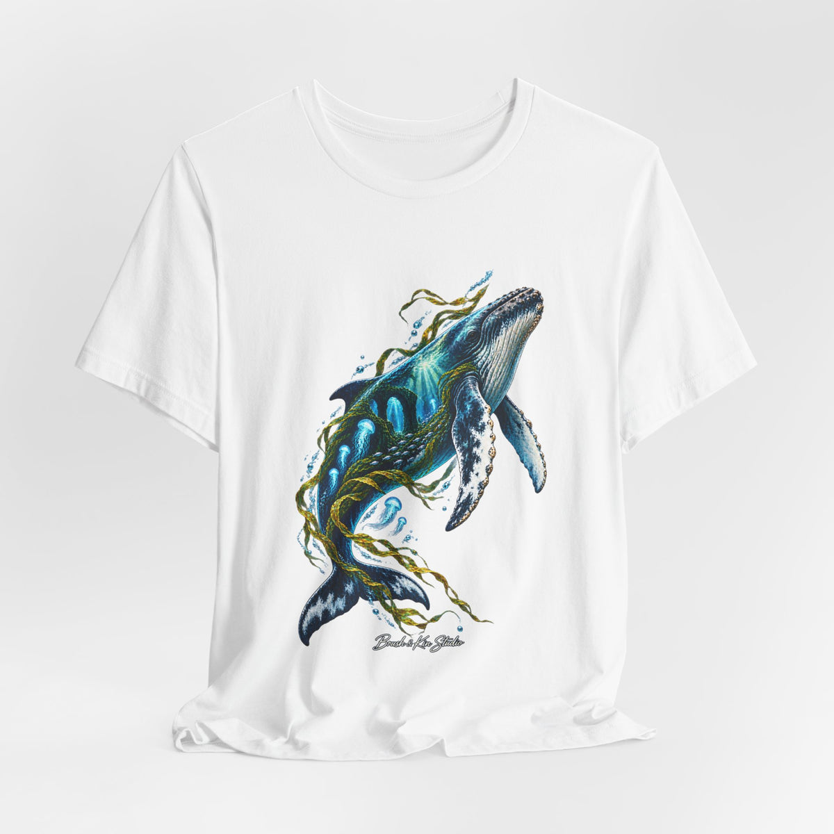 Whale Wave T-Shirt — Blue Humpback Ocean Art Tee