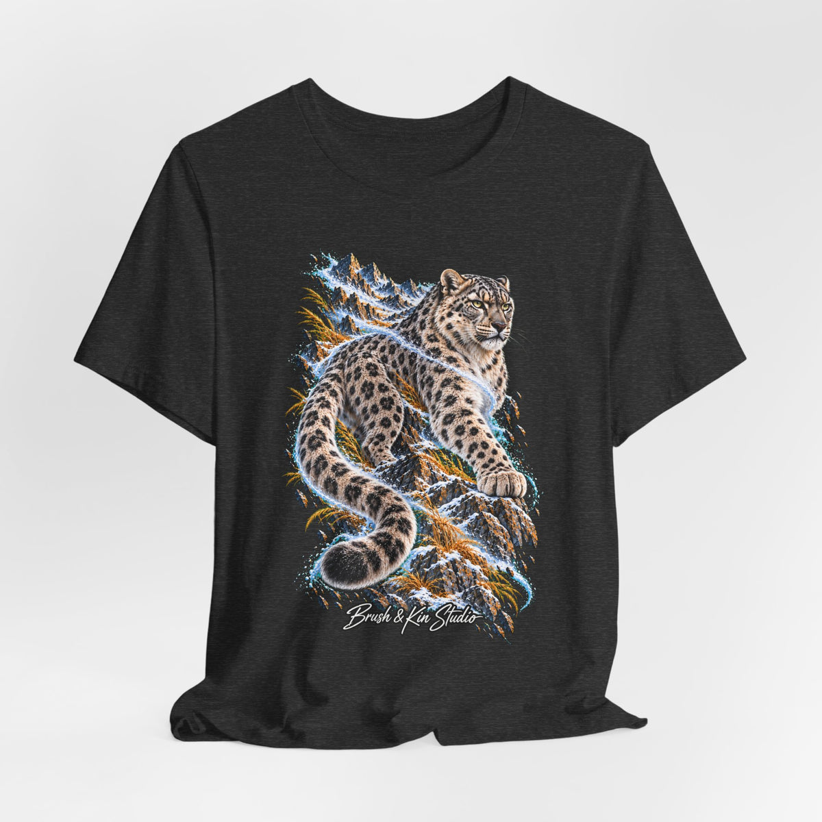 Snow Leopard Graphic Tee — Bold Mountain Wildlife T‑Shirt