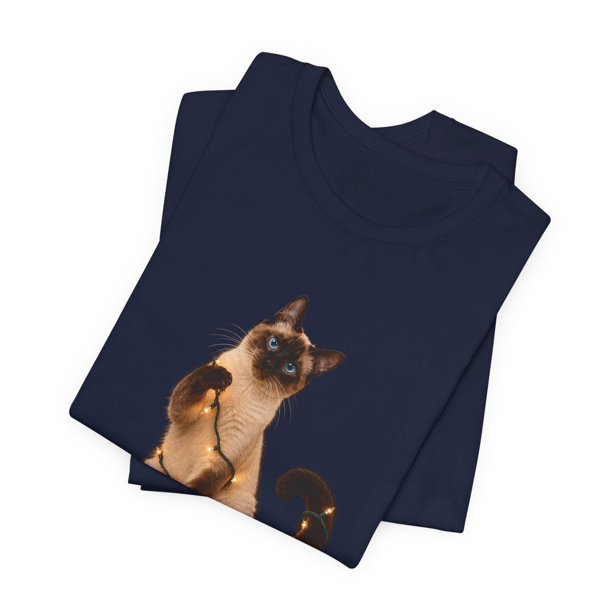 Meowy Christmas Cat Tee — Cute Siamese Holiday T-Shirt