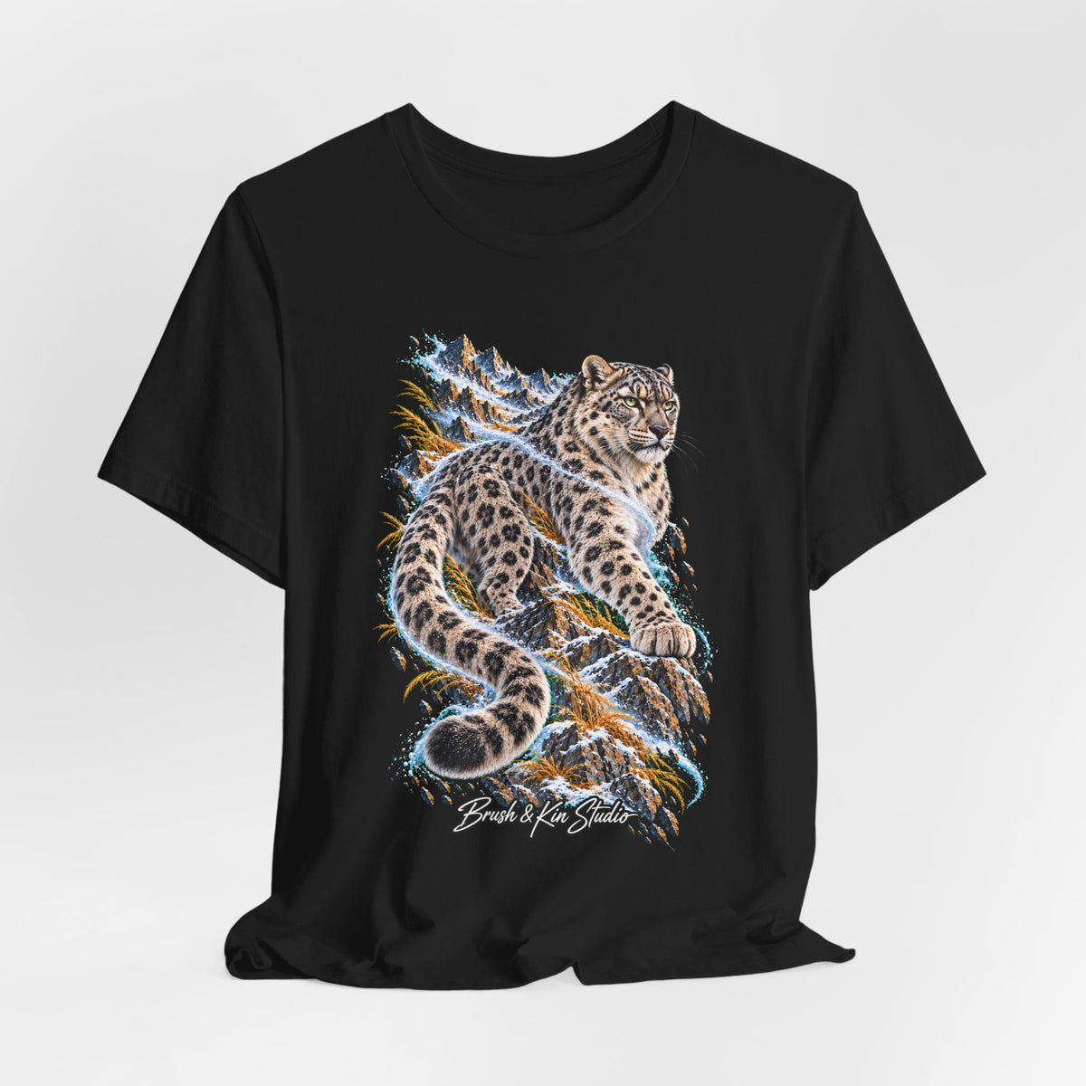 Snow Leopard Graphic Tee — Bold Mountain Wildlife T‑Shirt