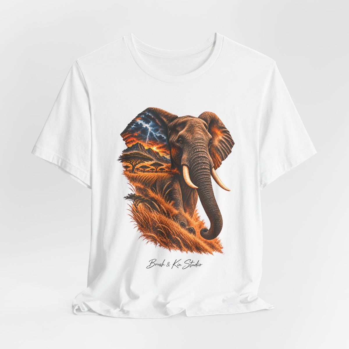 Elephant Sunset Graphic Tee — Wildlife Silhouette T-Shirt