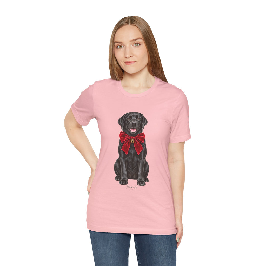 Black Labrador with Red Bow T-Shirt
