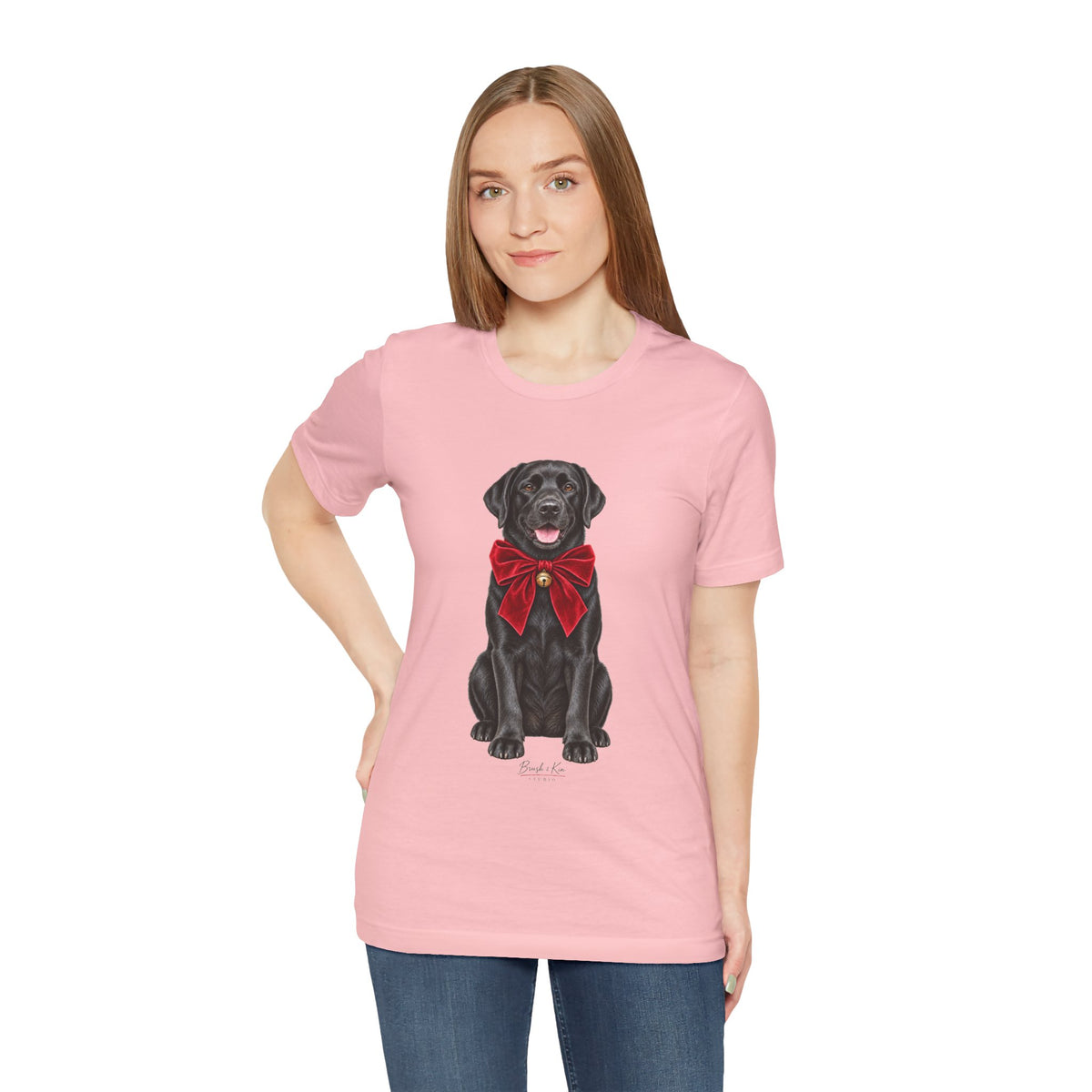 Black Labrador with Red Bow T-Shirt