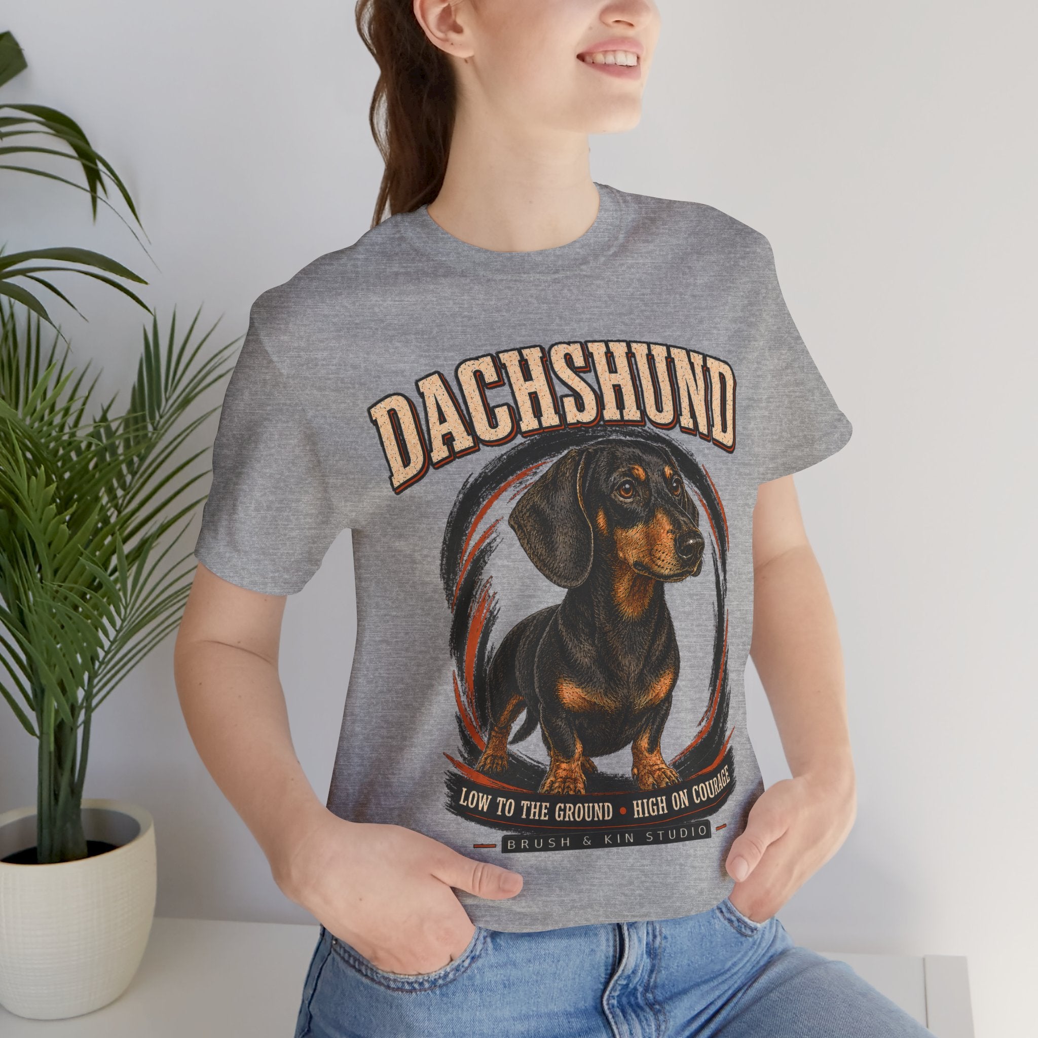 Dachshund Graphic Tee - 'Low to the Ground, High on Courage' Dog Lover T-Shirt