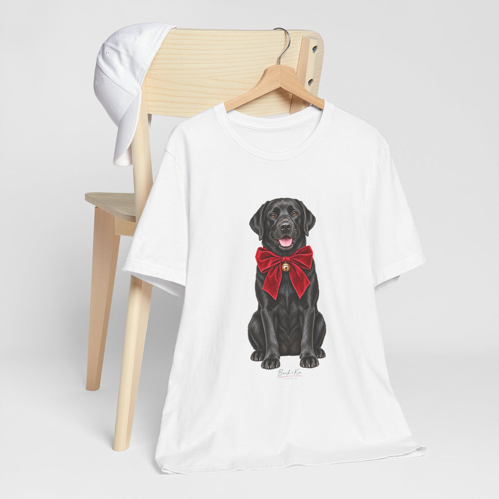 Black Labrador with Red Bow T-Shirt