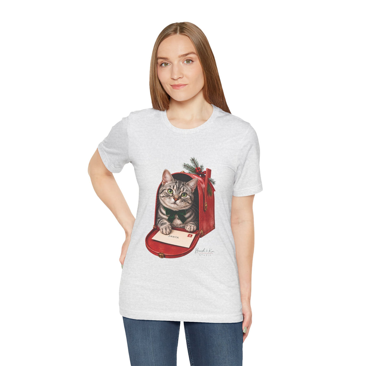 Cat in Mailbox T-Shirt — Cute Tabby Kitten Holiday Tee