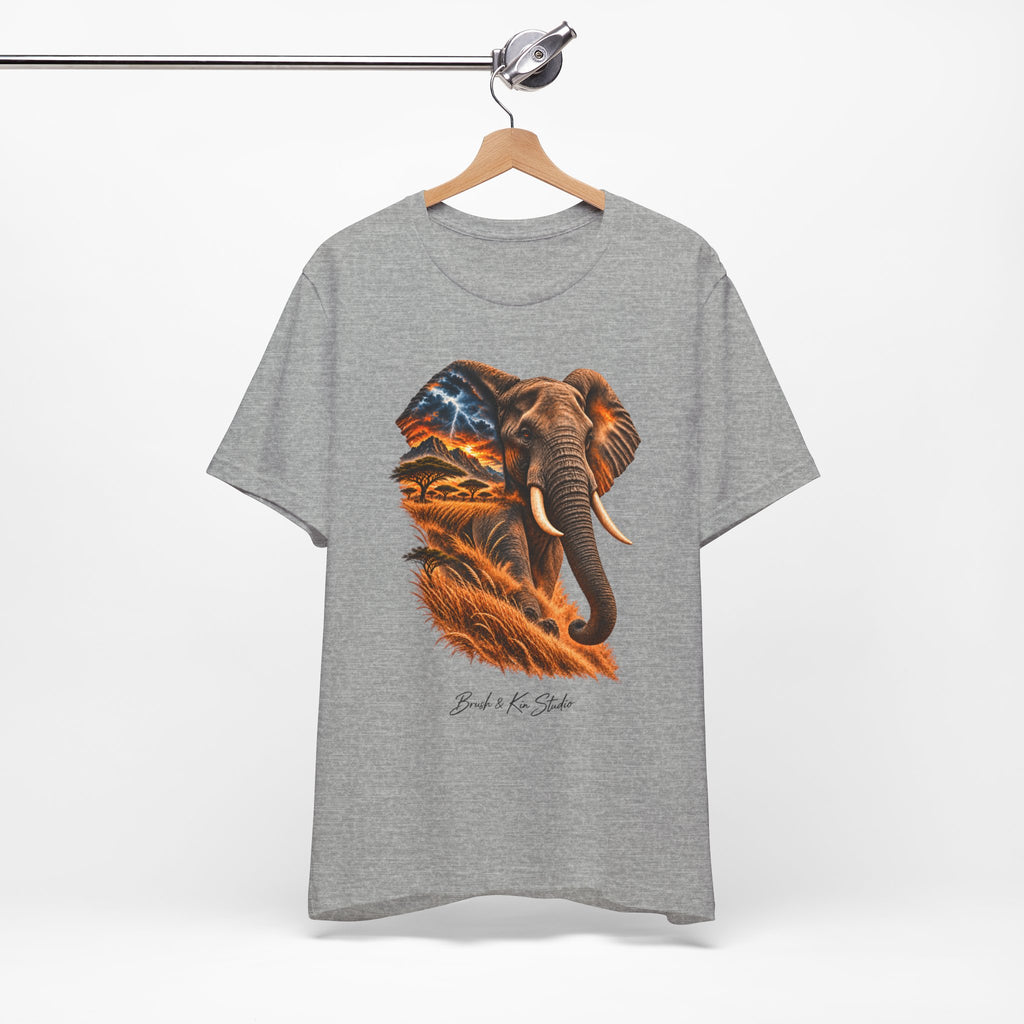 Elephant Sunset Graphic Tee — Wildlife Silhouette T-Shirt