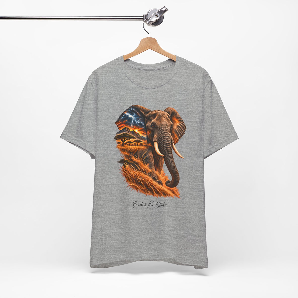 Elephant Sunset Graphic Tee — Wildlife Silhouette T-Shirt