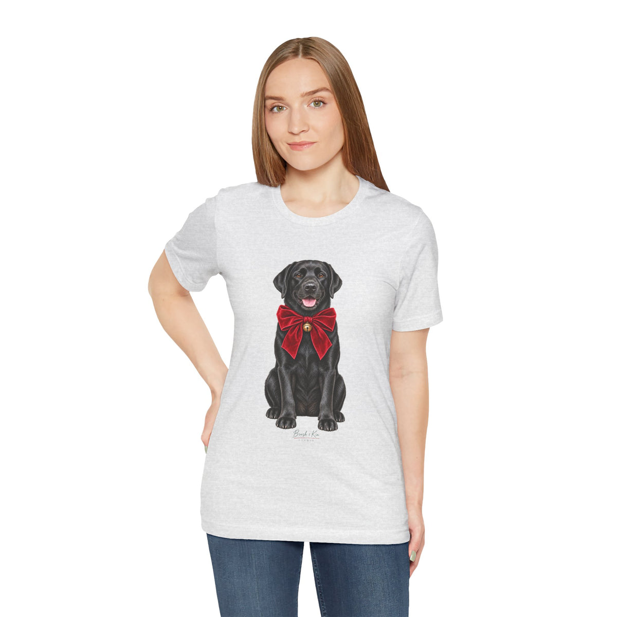 Black Labrador with Red Bow T-Shirt