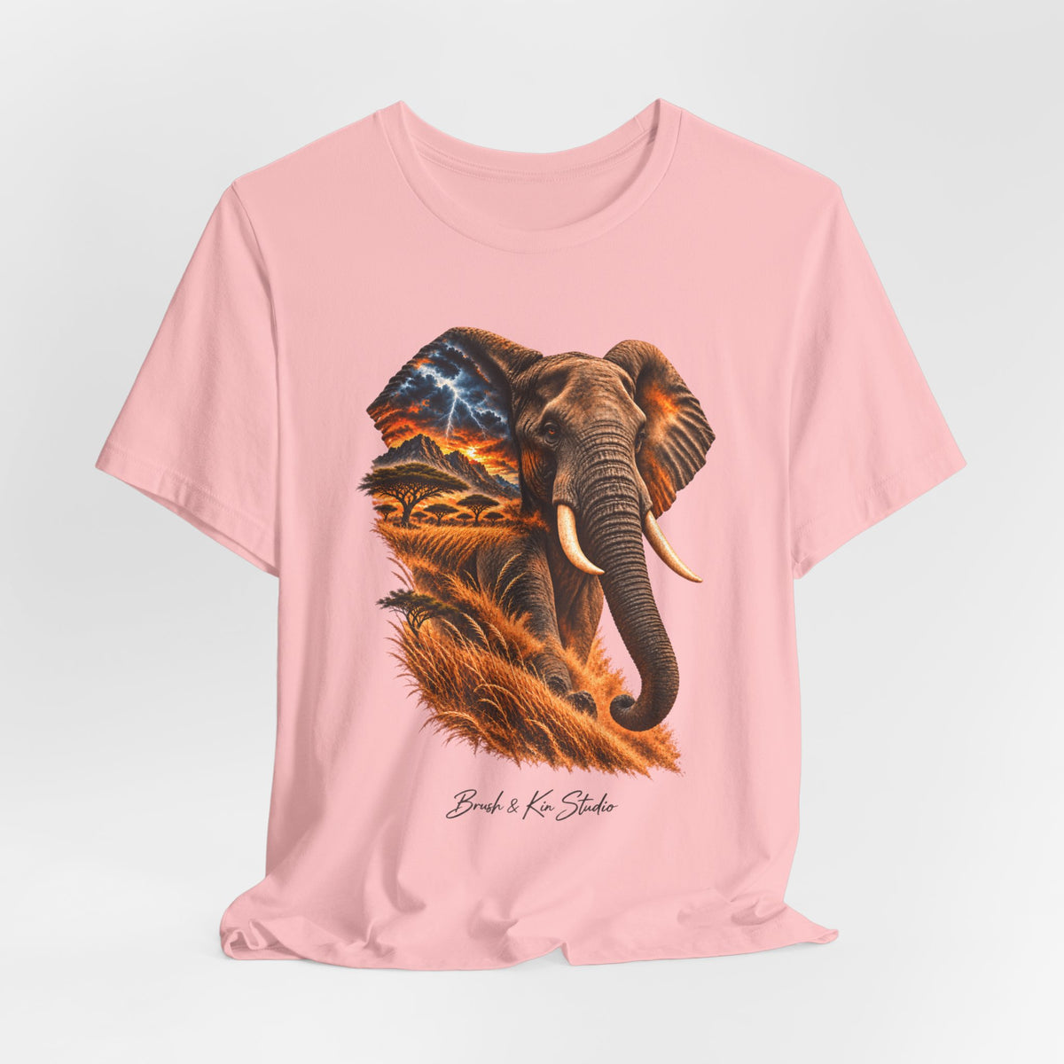 Elephant Sunset Graphic Tee — Wildlife Silhouette T-Shirt