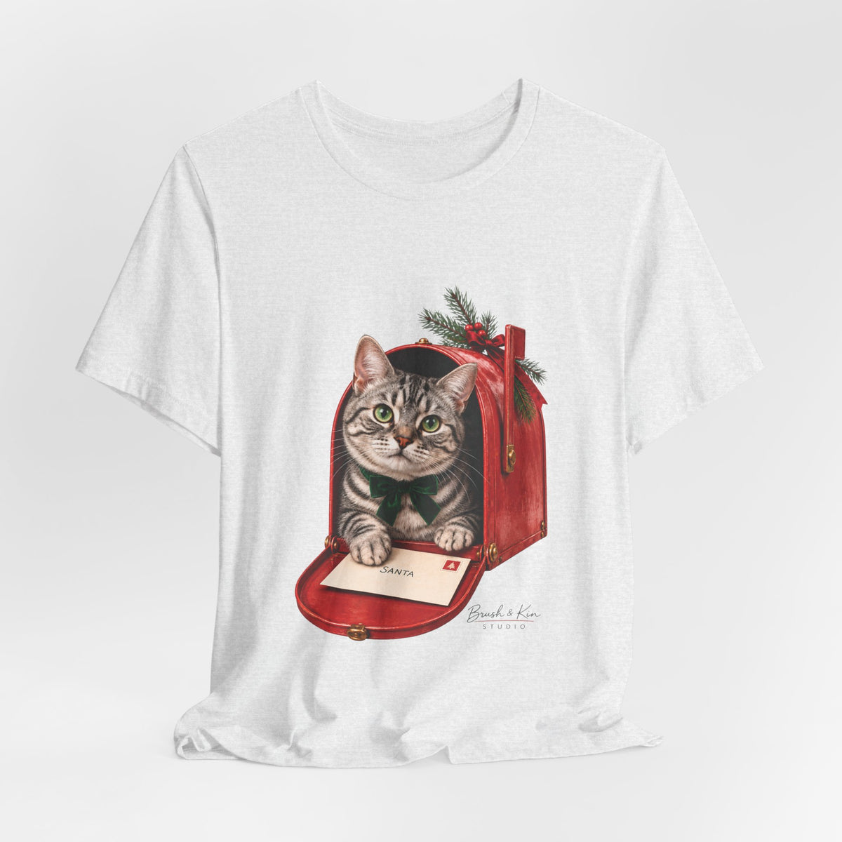 Cat in Mailbox T-Shirt — Cute Tabby Kitten Holiday Tee