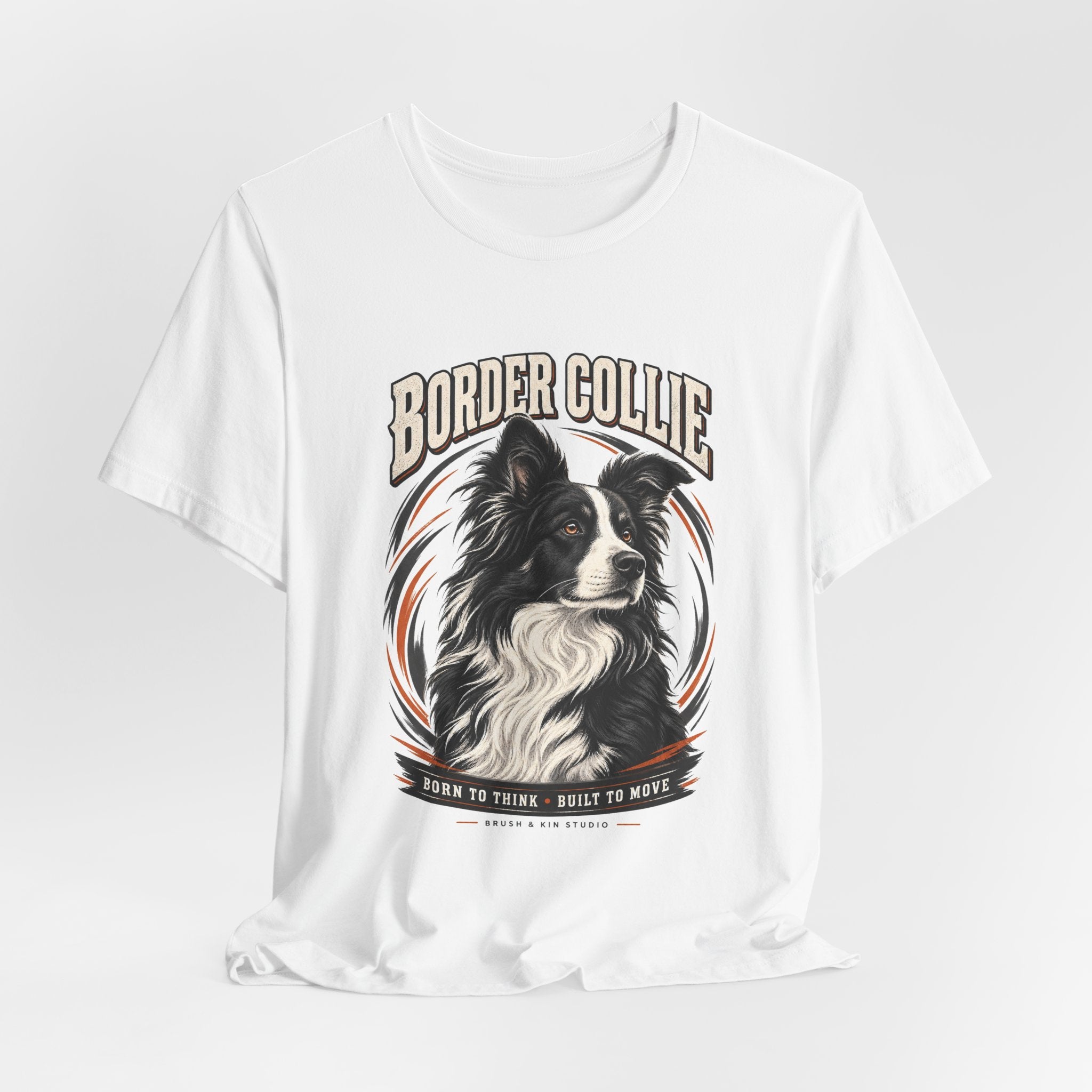 Border Collie Portrait Tee — Born to Think, Built to Move Dog Lover T-Shirt