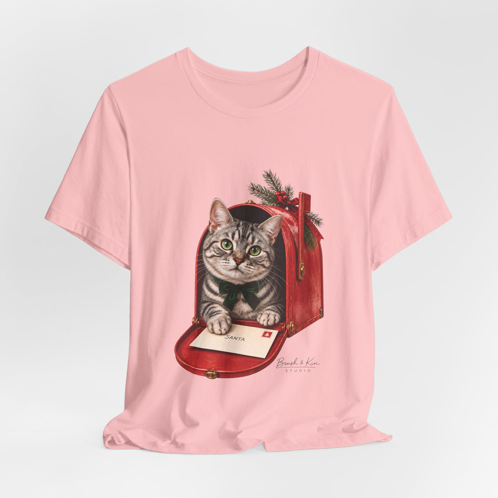 Cat in Mailbox T-Shirt — Cute Tabby Kitten Holiday Tee