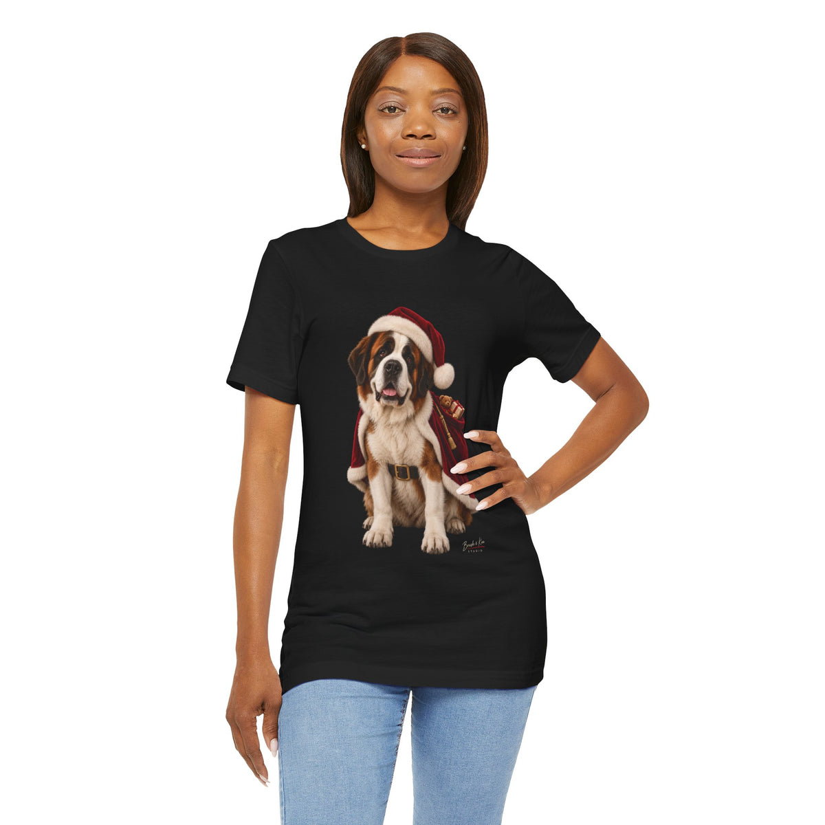 Saint Bernard Christmas Tee – Santa Dog Holiday T‑Shirt