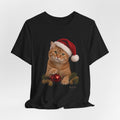 Christmas Cat T-Shirt — Ginger Cat in Santa Hat Holiday Tee