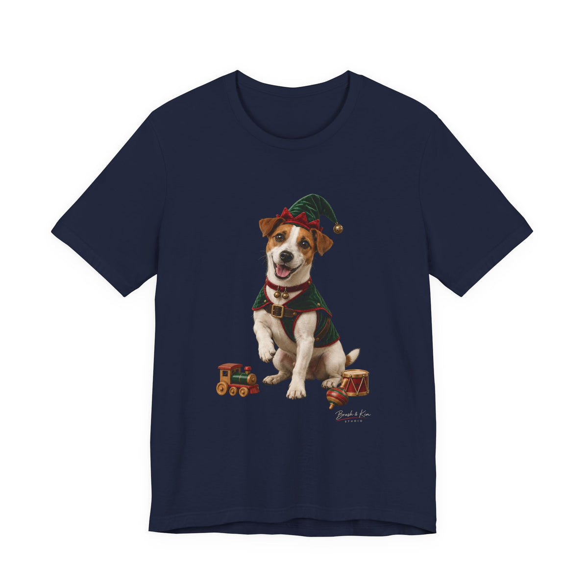 Elf Dog Tee — Jack Russell in Elf Costume Holiday Shirt