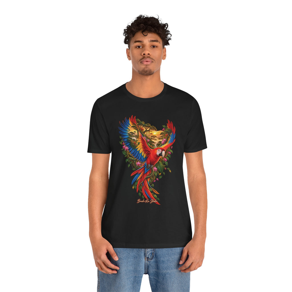 Macaw Paradise T‑Shirt — Colorful Tropical Parrot Graphic Tee