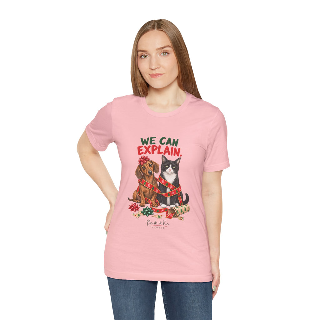 We Can Explain Christmas Pet Tee — Funny Dog & Cat T-Shirt