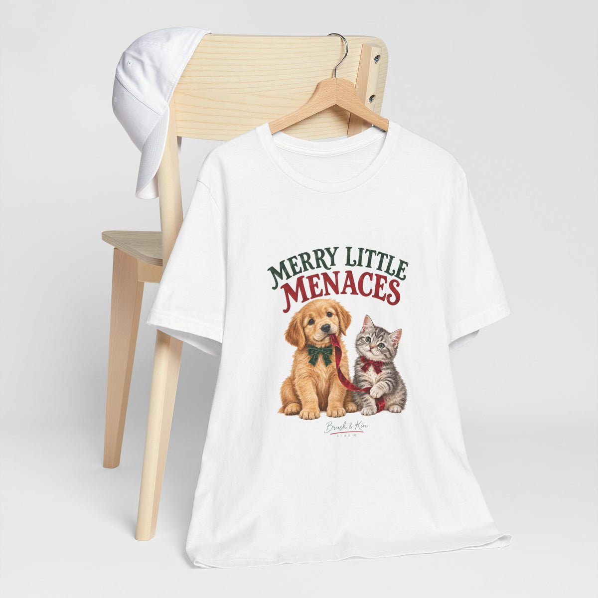 Merry Little Menaces Tee — Cute Puppy & Kitten Christmas T-Shirt