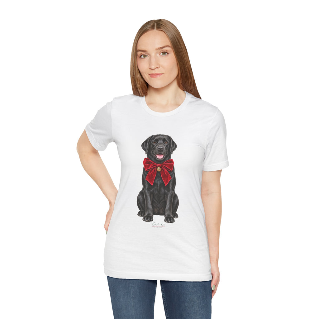 Black Labrador with Red Bow T-Shirt