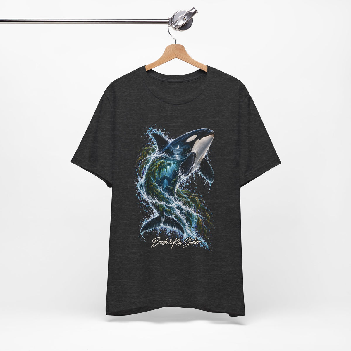Orca Wave Surf T-Shirt — Bold Killer Whale Surfing Graphic Tee