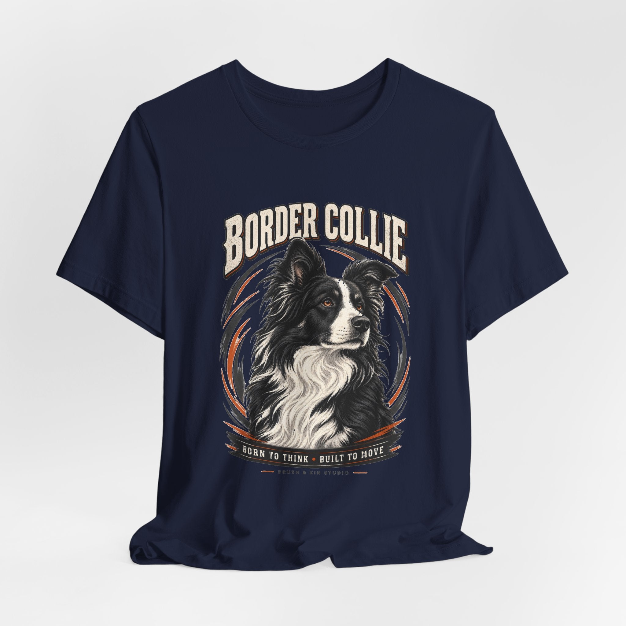 Border Collie Portrait Tee — Born to Think, Built to Move Dog Lover T-Shirt