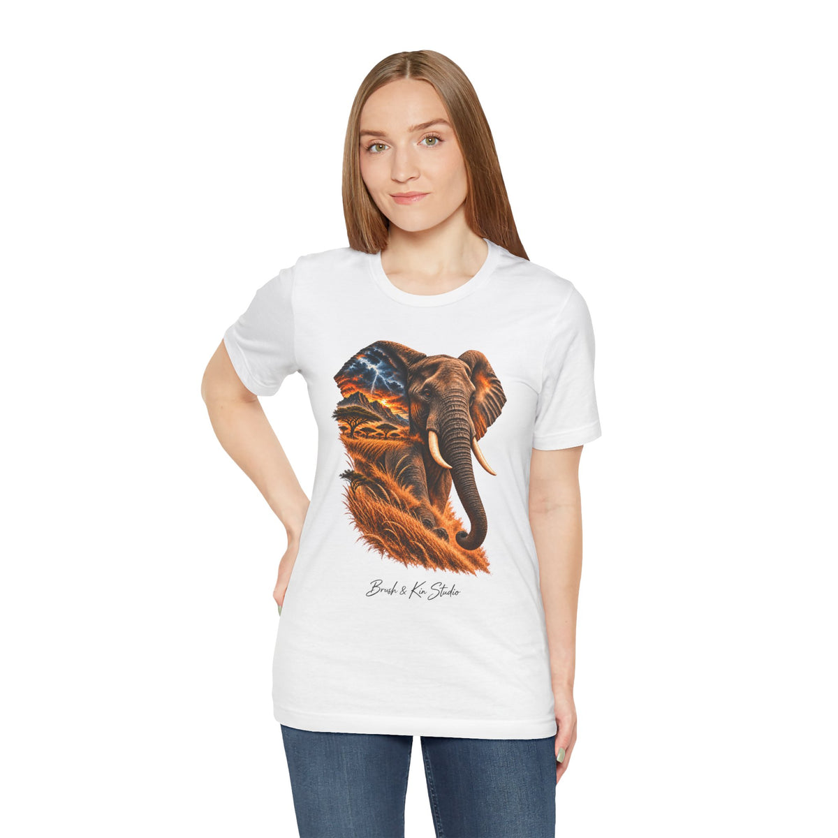 Elephant Sunset Graphic Tee — Wildlife Silhouette T-Shirt