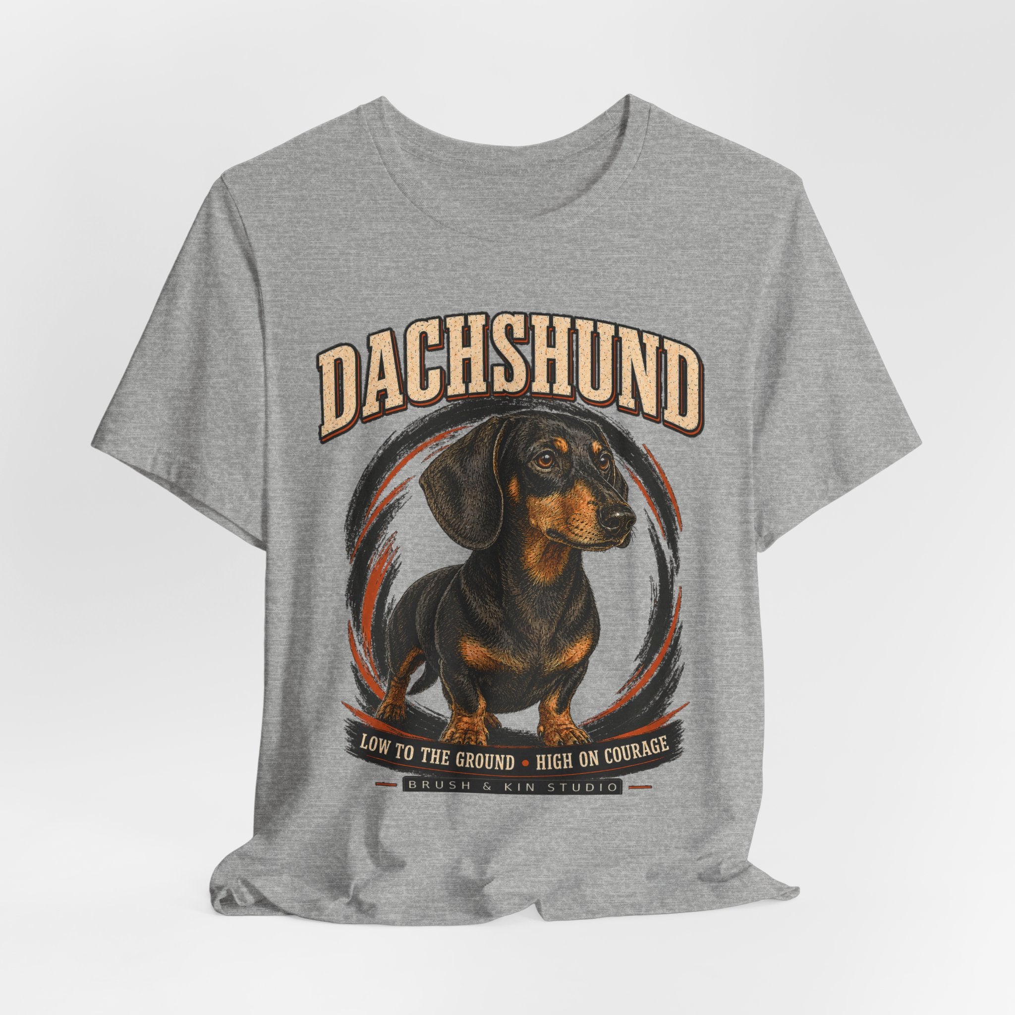 Dachshund Graphic Tee - 'Low to the Ground, High on Courage' Dog Lover T-Shirt