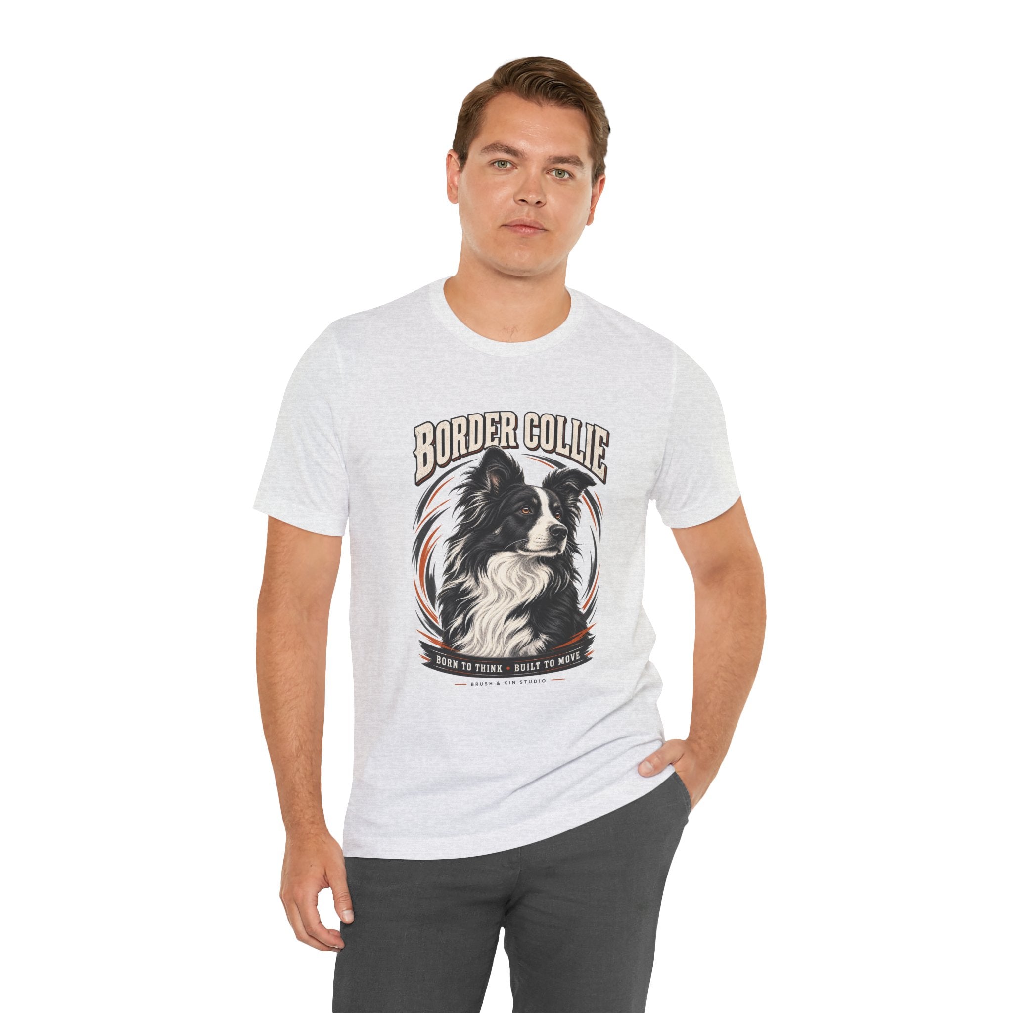 Border Collie Portrait Tee — Born to Think, Built to Move Dog Lover T-Shirt