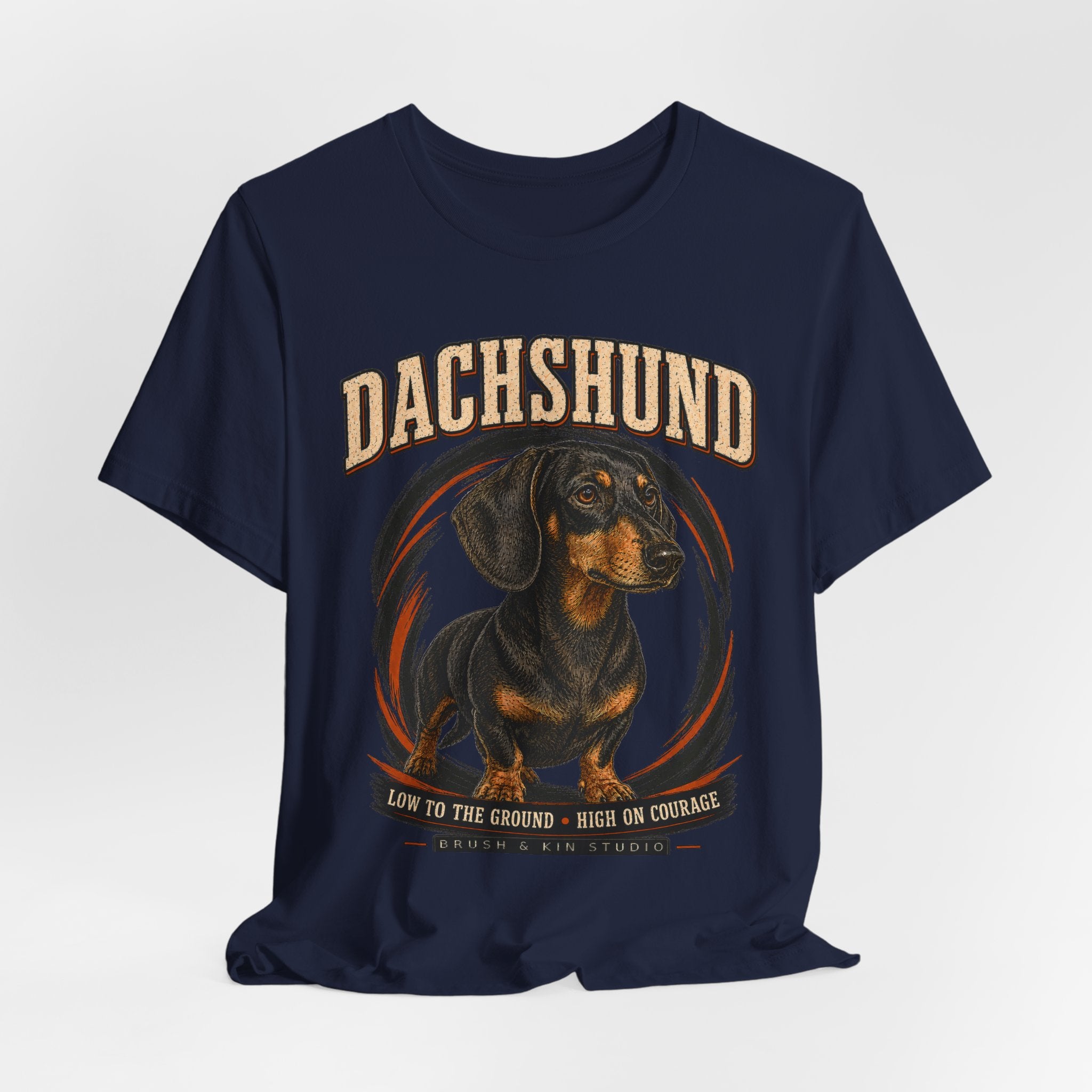 Dachshund Graphic Tee - 'Low to the Ground, High on Courage' Dog Lover T-Shirt