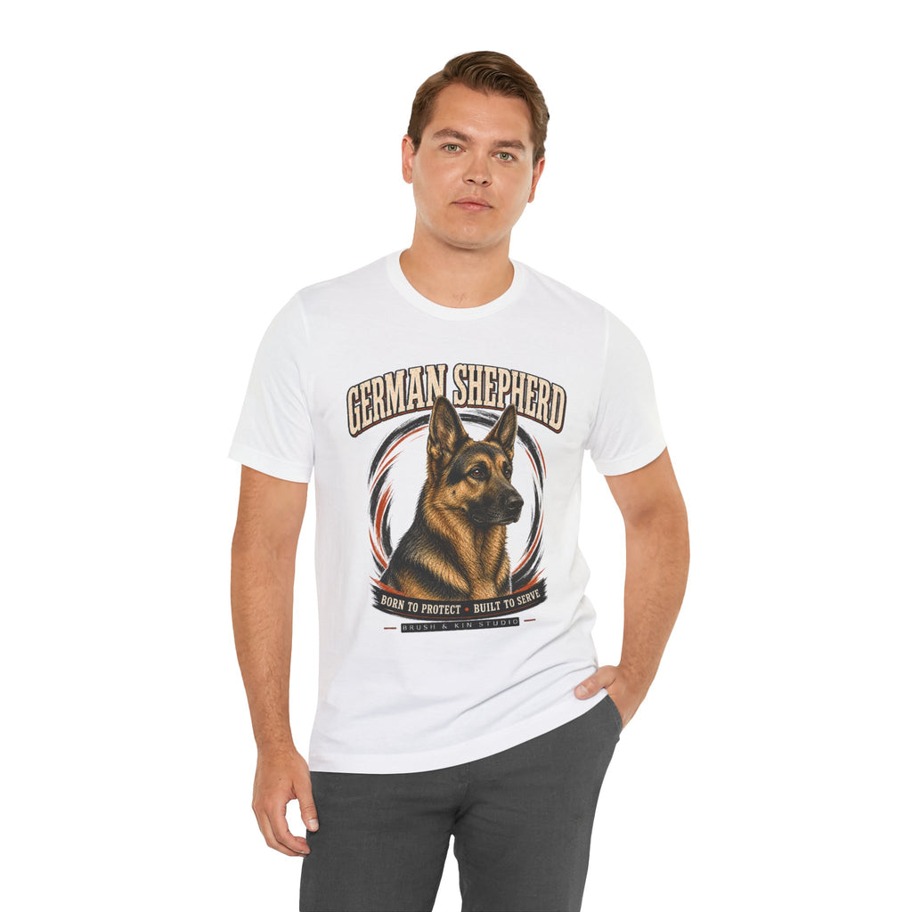 German Shepherd T-Shirt – "Born to Protect, Built to Serve" Dog Lover Tee